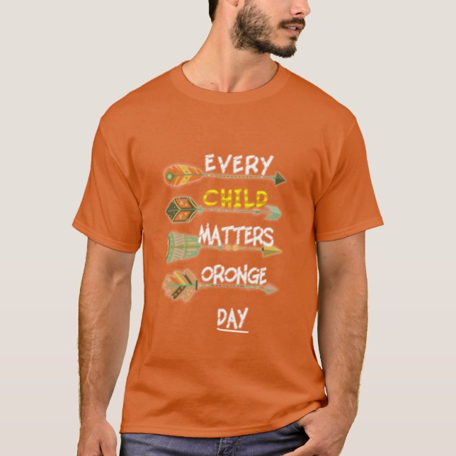 Camiseta Cada niño importa el naranja de propiedad indígena (Anverso)