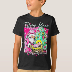 Camiseta Cada Rodilla Se Doblará Santa Navidad Escena de la