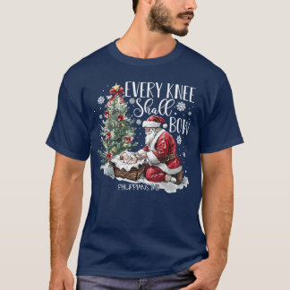 Camiseta Cada Rodilla Se Doblará Santa Navidad Escena de la