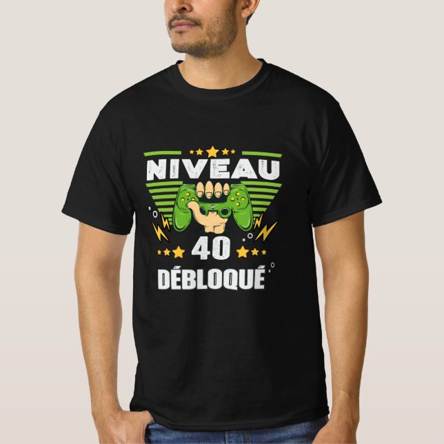 Camiseta Cadeau 40 ans Anniversario Gamer Niveau 40 (Anverso)