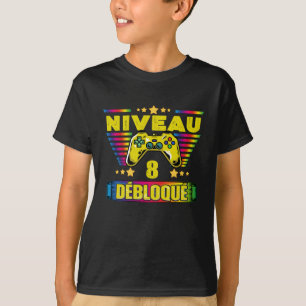 Camiseta Cadeau 8 ans Anniversario Gamer Niveau 8 Débloqué
