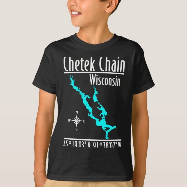 Camiseta Cadena de lagos moderna de Chetek - Wisconsin (Anverso)