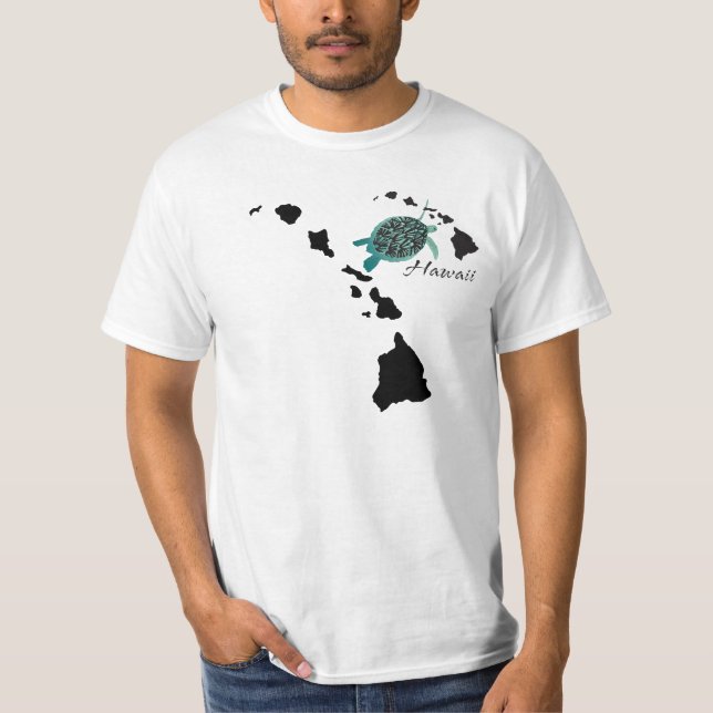 Camiseta Cadena de las islas de Hawaii - tortuga de Oahu de (Anverso)