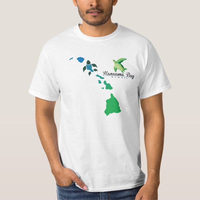 Camiseta Cadena de las islas de Hawaii - tortuga de Oahu de (Anverso)