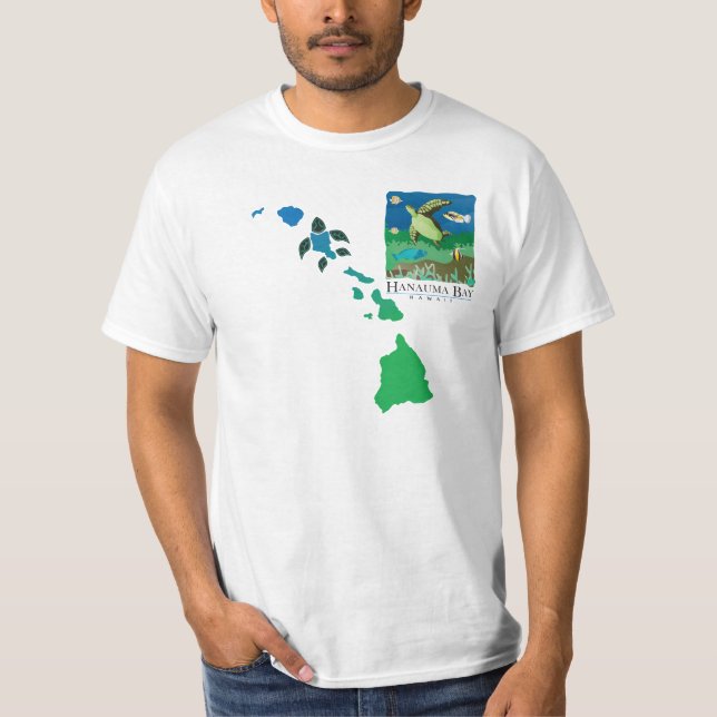 Camiseta Cadena de las islas de Hawaii - tortuga de Oahu de (Anverso)