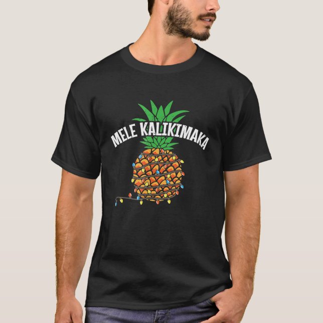 Camiseta Cadena de luz de Navidades de piña Mele Kalikimaka (Anverso)