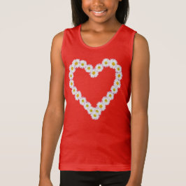 Camiseta Cadena de margarita blanca en forma de corazón