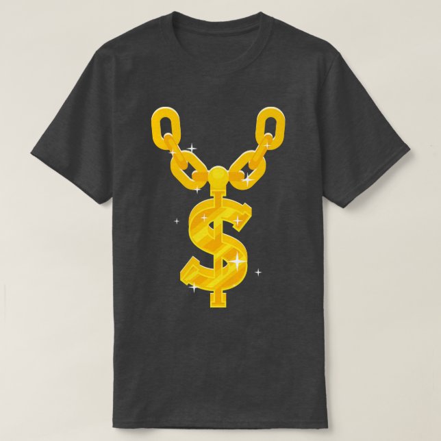 Camiseta Cadena de oro de hip hop dólar (Diseño del anverso)