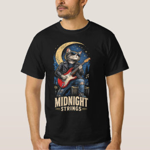 Camiseta Cadenas de medianoche Gato Rocker Divertido Guitar