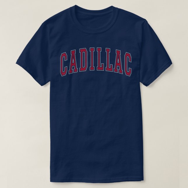 Camiseta Cadillac Michigan Souvenir College Estilo Rojo Tex (Diseño del anverso)
