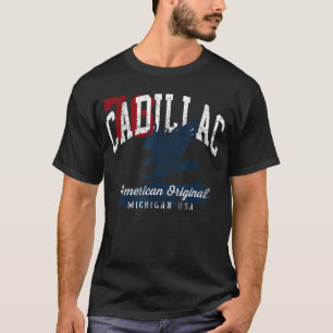 Camiseta Cadillac Michigan Vintage Patriótica Chica Deporti