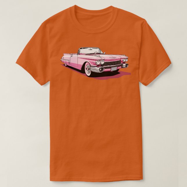 Camiseta Cadillac rosa Eldorado converatable (Diseño del anverso)