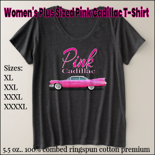 Camiseta Cadillac rosa más grande para mujeres