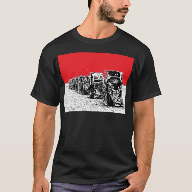 Camiseta Cadillacs enterrado con el cielo rojo (Anverso)