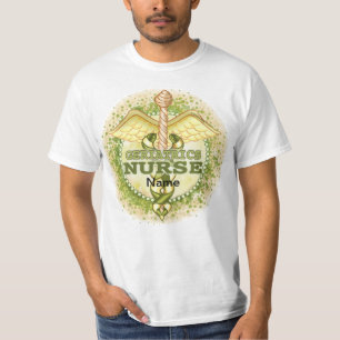 Camiseta Caduceo de Enfermera Geriátrica de Oro