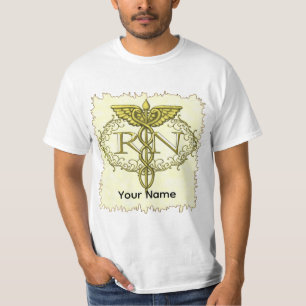 Camiseta Caduceo Oval de Oro Enfermera RN