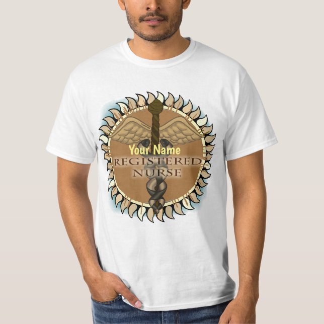 Camiseta Caduceus personalizado Enfermera con matrícula T-S (Anverso)