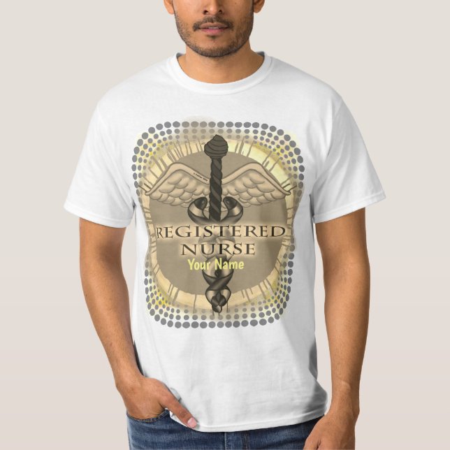 Camiseta Caduceus RN Enfermera con matrícula T-Shirt (Anverso)