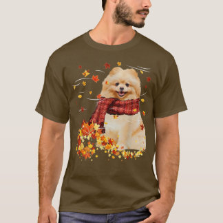 Camiseta Cae Carne de perro Pomerania Otoño Cae hojas