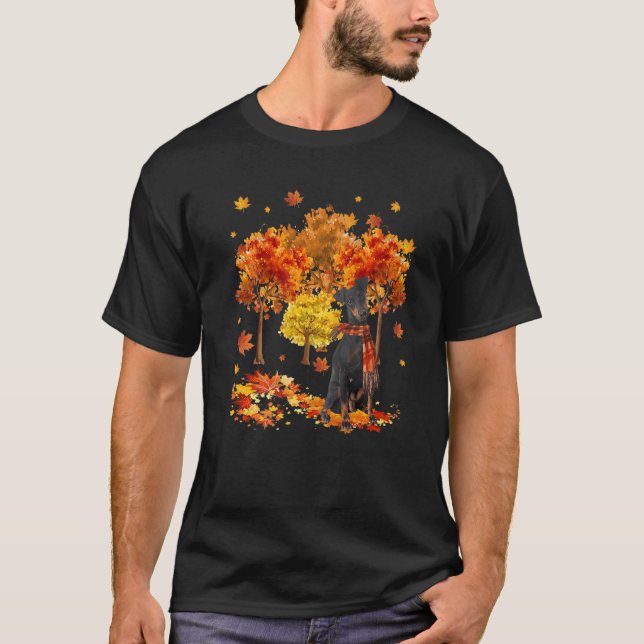 Camiseta Cae el árbol otoñal de Manchester Terrier y otoño (Anverso)