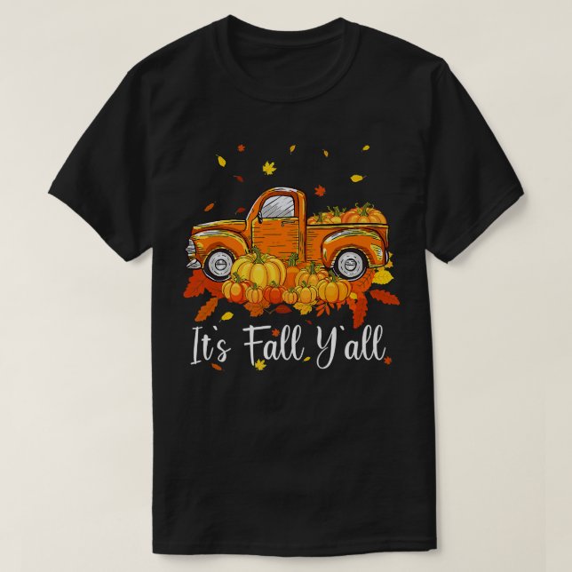 Camiseta Cae El Camión De Calabaza Del Otoño Del Árbol De O (Diseño del anverso)