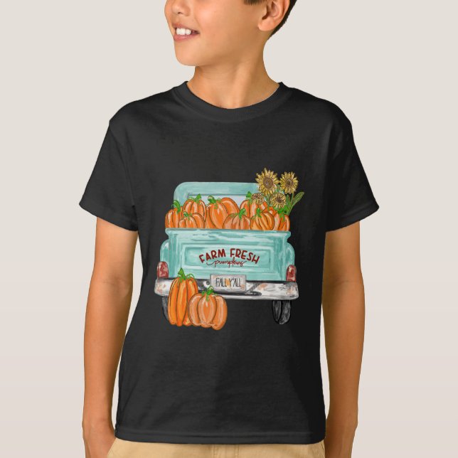 Camiseta Cae el domingo otoño de la calabaza del camión de  (Anverso)