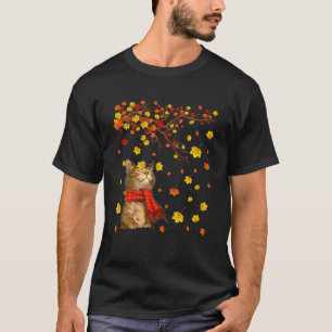 Camiseta Cae el gato de otoño y cae la hoja de arce