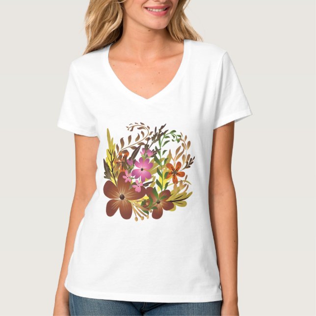 Camiseta Cae flores y hojas (Anverso)
