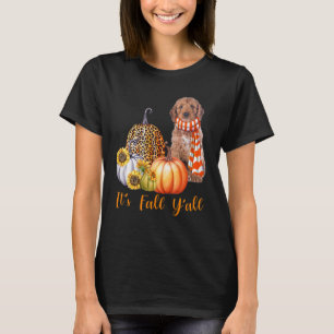 Camiseta Cae la calabaza de leopardo de Cockapoo en otoño