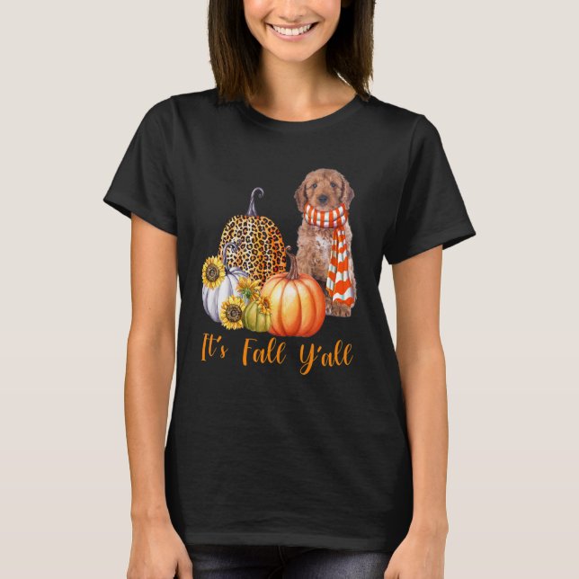 Camiseta Cae la calabaza de leopardo de Cockapoo en otoño (Anverso)