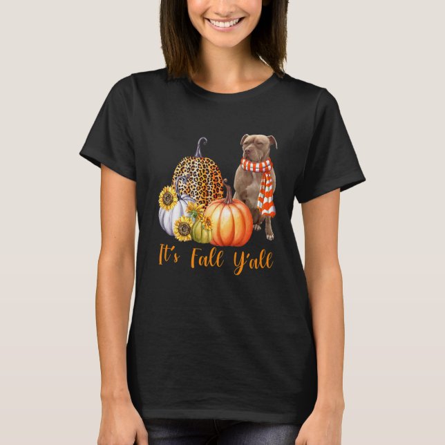 Camiseta Cae la calabaza de leopardo de Pitbull en otoño (Anverso)