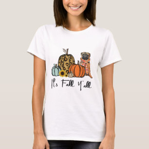 Camiseta Cae la calabaza de leopardo de pug amarillos