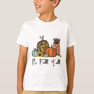 Camiseta Cae la calabaza de leopardo de pug amarillos