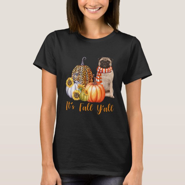 Camiseta Cae la calabaza de leopardo de pug de pug (Anverso)