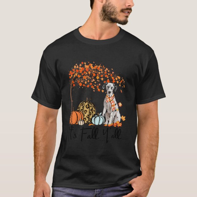 Camiseta Cae La Calabaza De Perro Dalmatiano Otoño (Anverso)