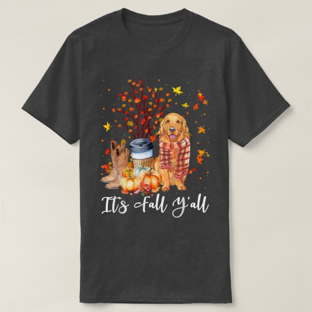 Camiseta Cae la calabaza de perro del Golden Retriever del  (Diseño del anverso)
