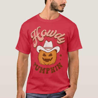 Camiseta Cae la Calabaza Retro Howdy Halloween Otoño Occide