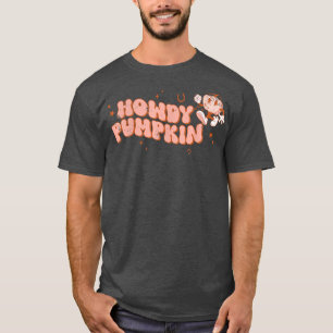 Camiseta Cae la Calabaza Retro Howdy Halloween Otoño Occide