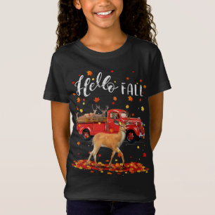 Camiseta Cae la hoja de ciervo de arce en el camión rojo de