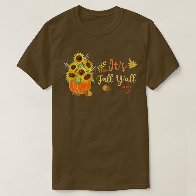 Camiseta Cae la piel de los girasoles lindo Calabaza otoño  (Diseño del anverso)