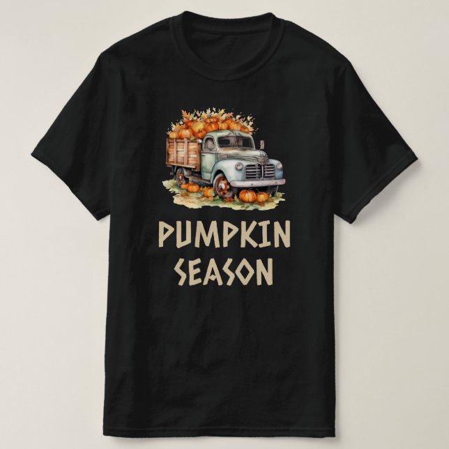 Camiseta Cae la temporada de calabazas hojas de otoño (Diseño del anverso)