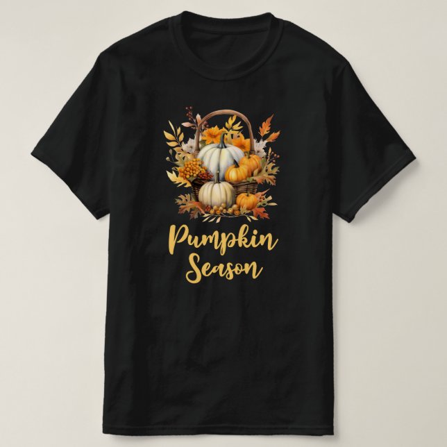 Camiseta Cae la temporada de calabazas hojas de otoño (Diseño del anverso)