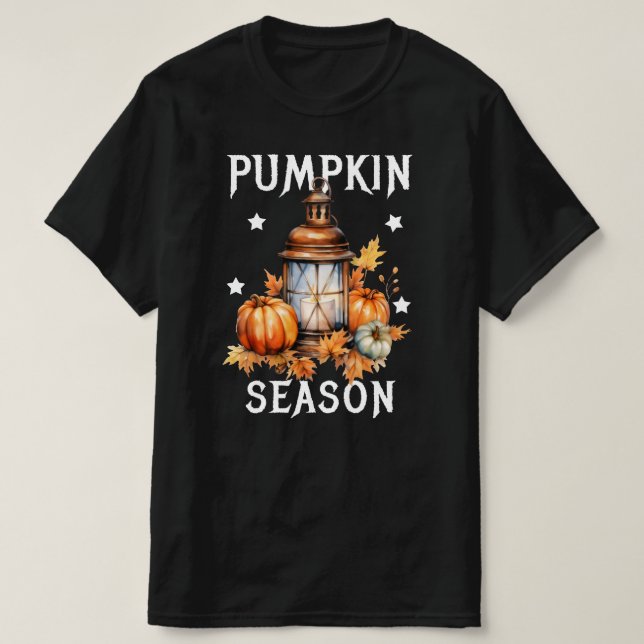 Camiseta Cae la temporada de calabazas hojas de otoño (Diseño del anverso)