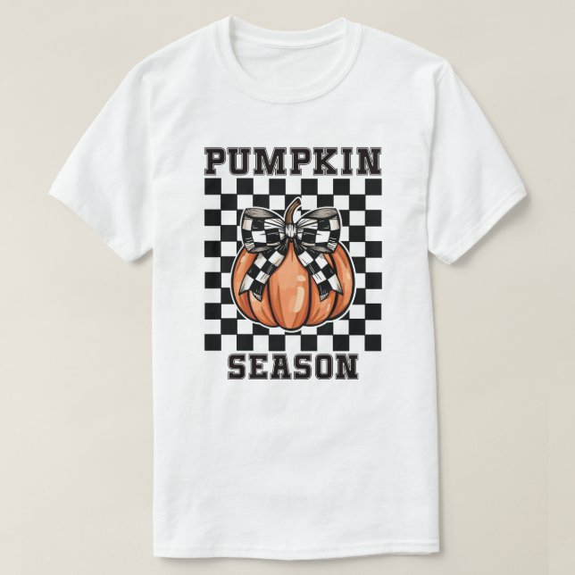 Camiseta Cae la temporada de calabazas hojas de otoño (Diseño del anverso)