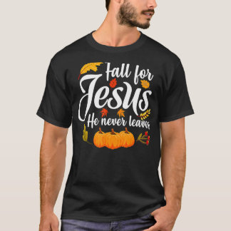 Camiseta Cae por Jesús y nunca deja Thanksgiv cristiano