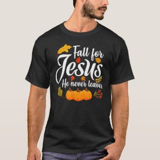 Camiseta Cae por Jesús y nunca deja Thanksgiv cristiano