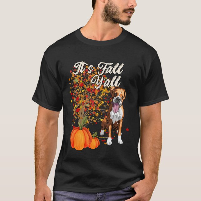 Camiseta Cae Y todo el perro de boxer lindo otoño (Anverso)