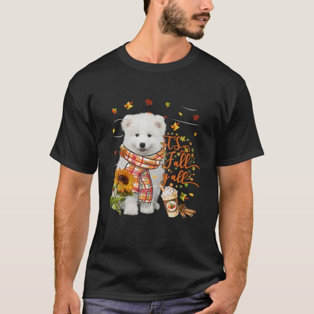 Camiseta Cae Y Todos los Perros Samoyed Halloween (Anverso)