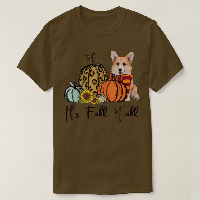 Camiseta Cae Yall Corgi Leopard Pumpkin Sunflower 245 (Diseño del anverso)