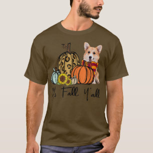 Camiseta Cae Yall Corgi Leopard Pumpkin Sunflower 245